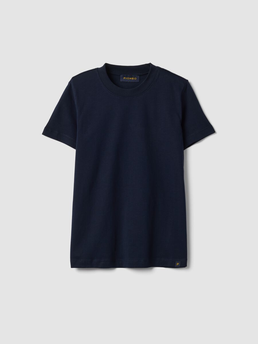 T-shirt blu in puro cotone supima a maniche corte regular fit_4