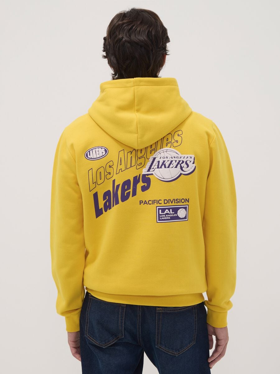 Felpa gialla con cappuccio in misto cotone con stampa Lakers_3