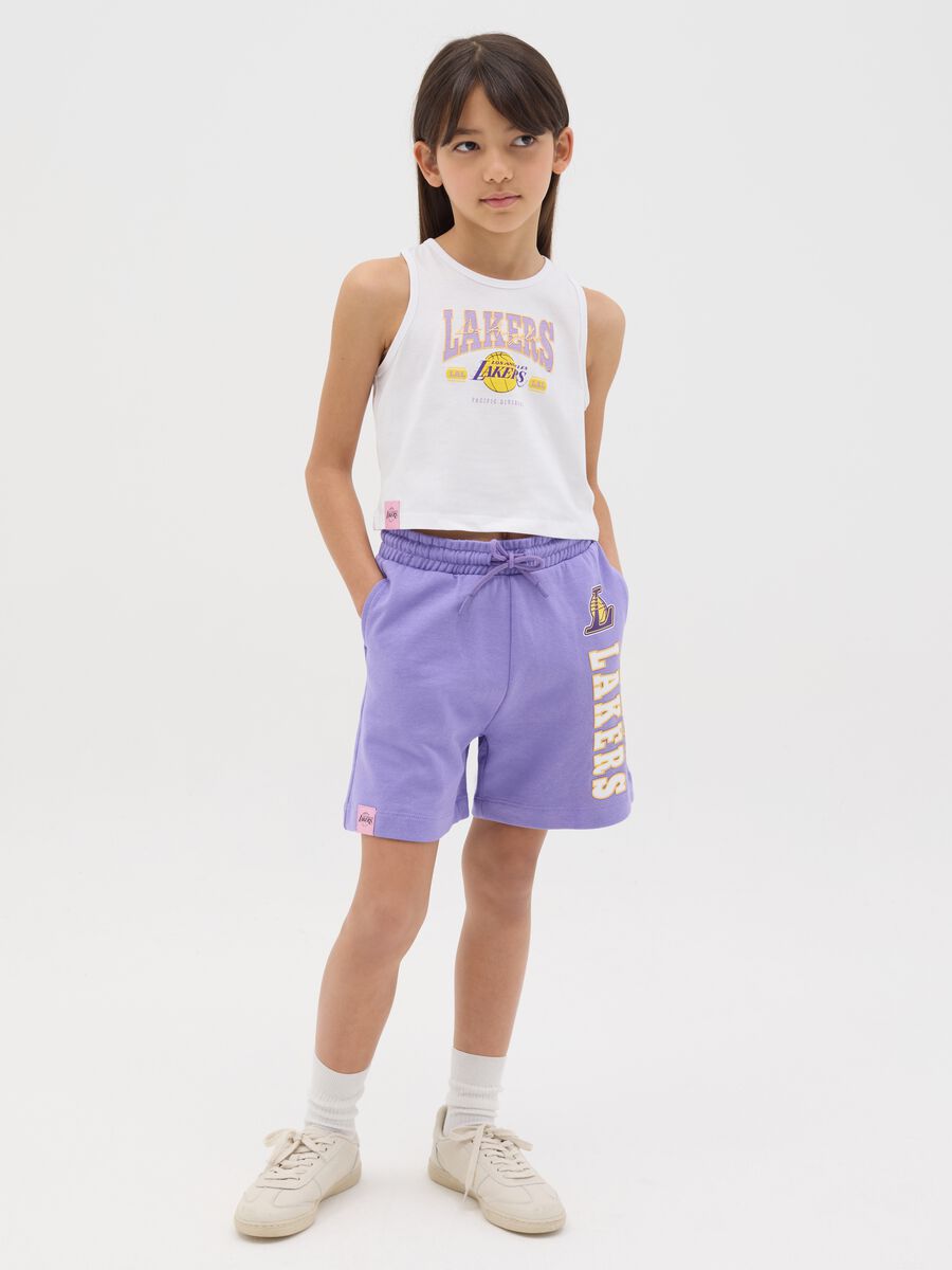 Purple NBA Los Angeles Lakers Bermuda joggers with drawstring_0