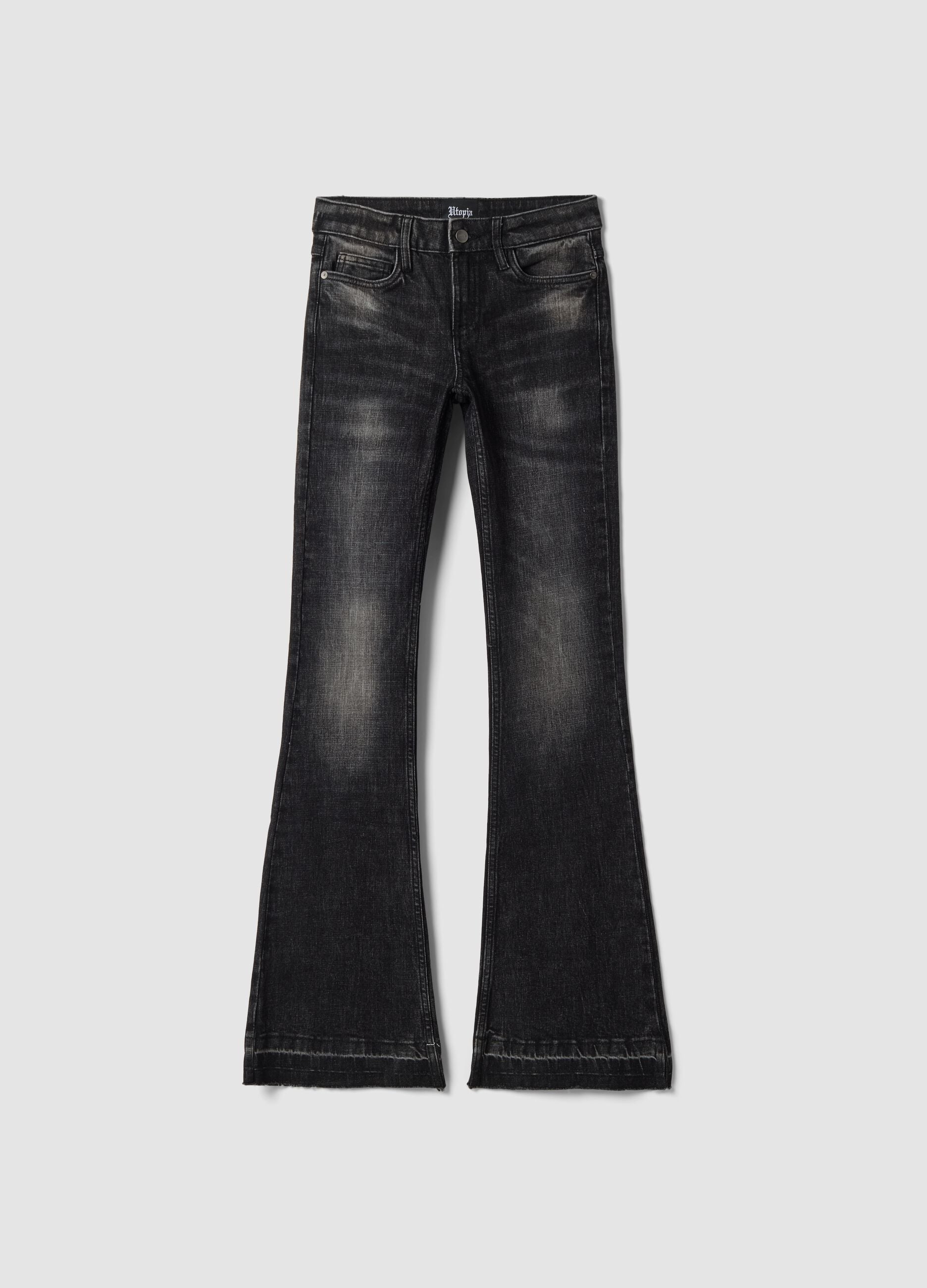 Slim Flare Black Washed Denim