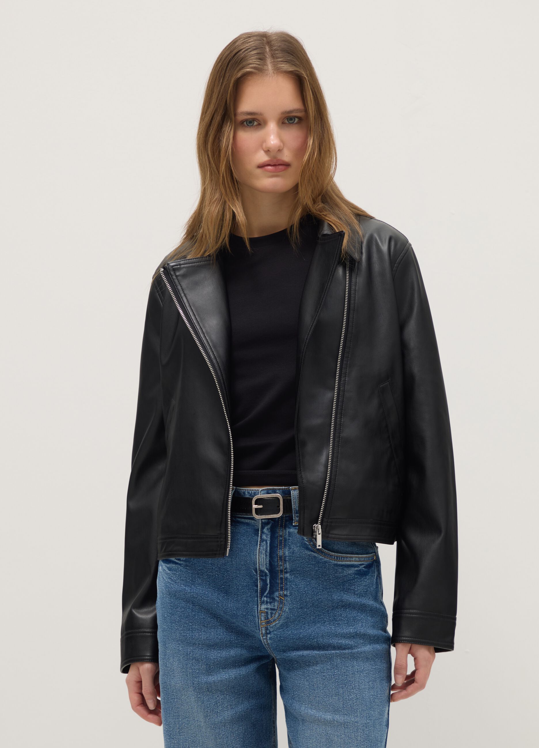 Black regular fit full zip jacket