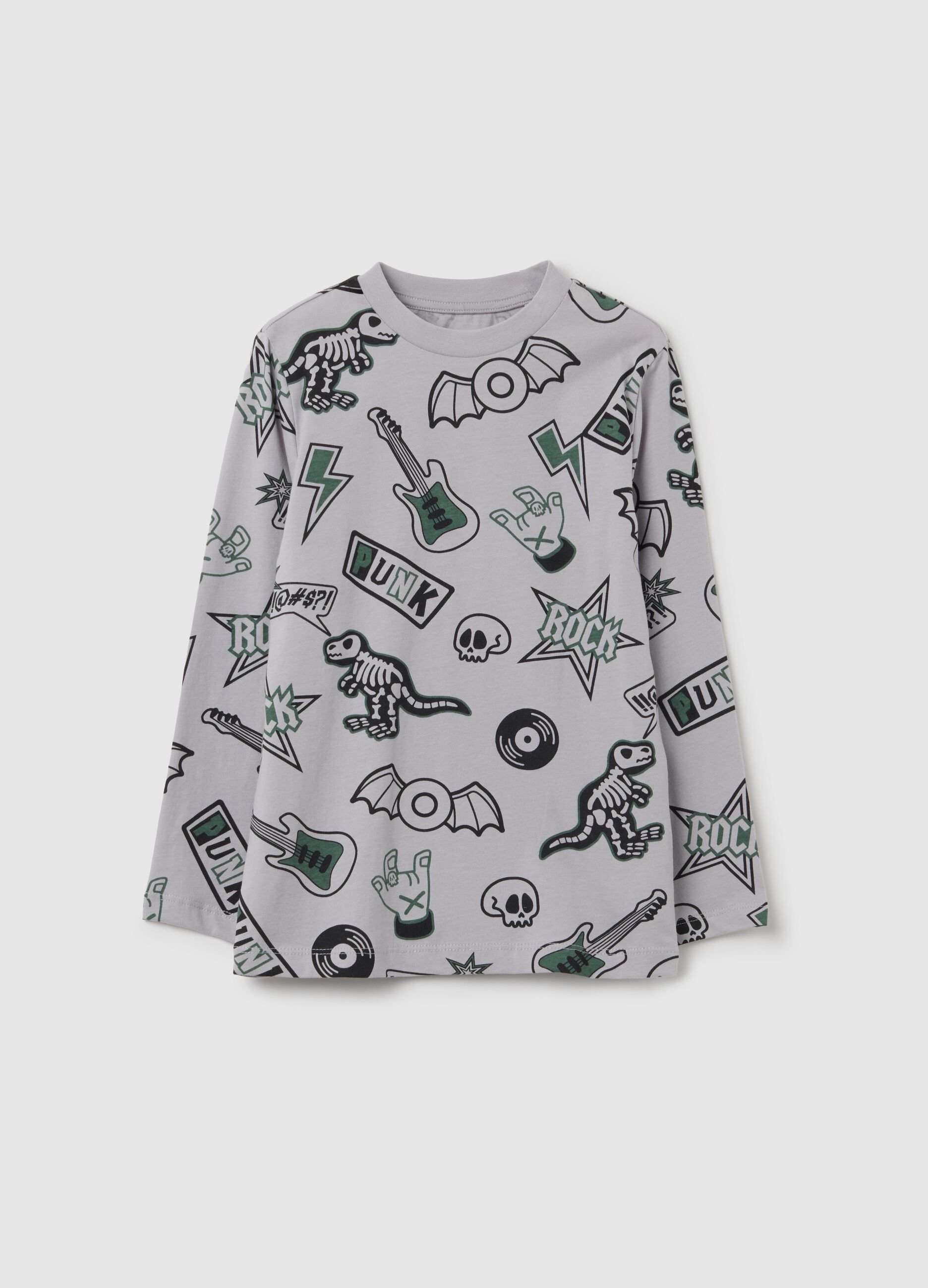 Maglia da bambino in puro cotone grigia regular fit