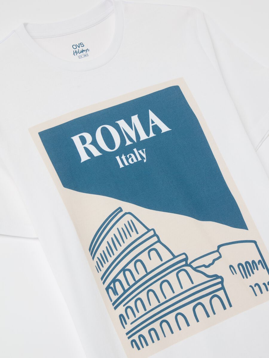 Cotton T-shirt with "Roma Italy" print_5