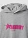 Felpa over grigia con cappuccio in misto cotone e ricamo "Sorry" per ragazza_5