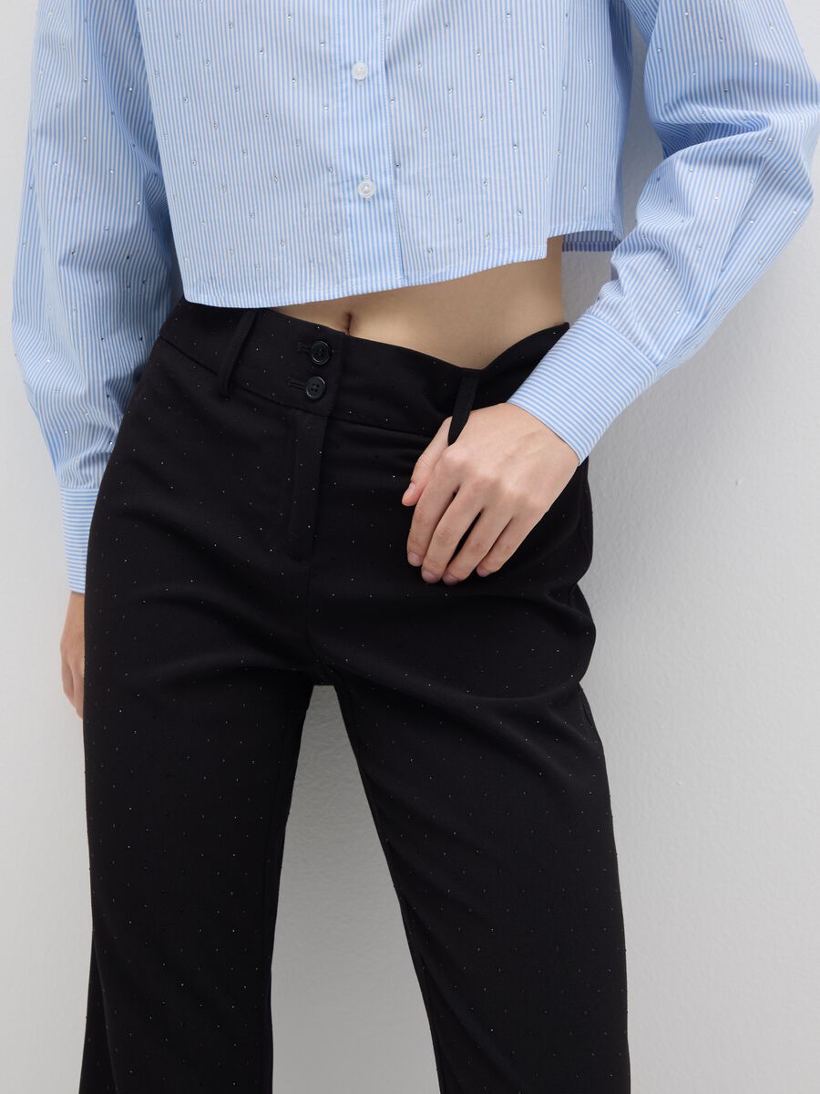 Black polka dot flare trousers_3