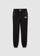 Black regular fit cotton blend trousers_4