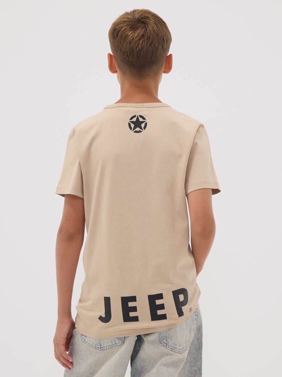 T-shirt beige in puro cotone con stampa fronte e retro_2