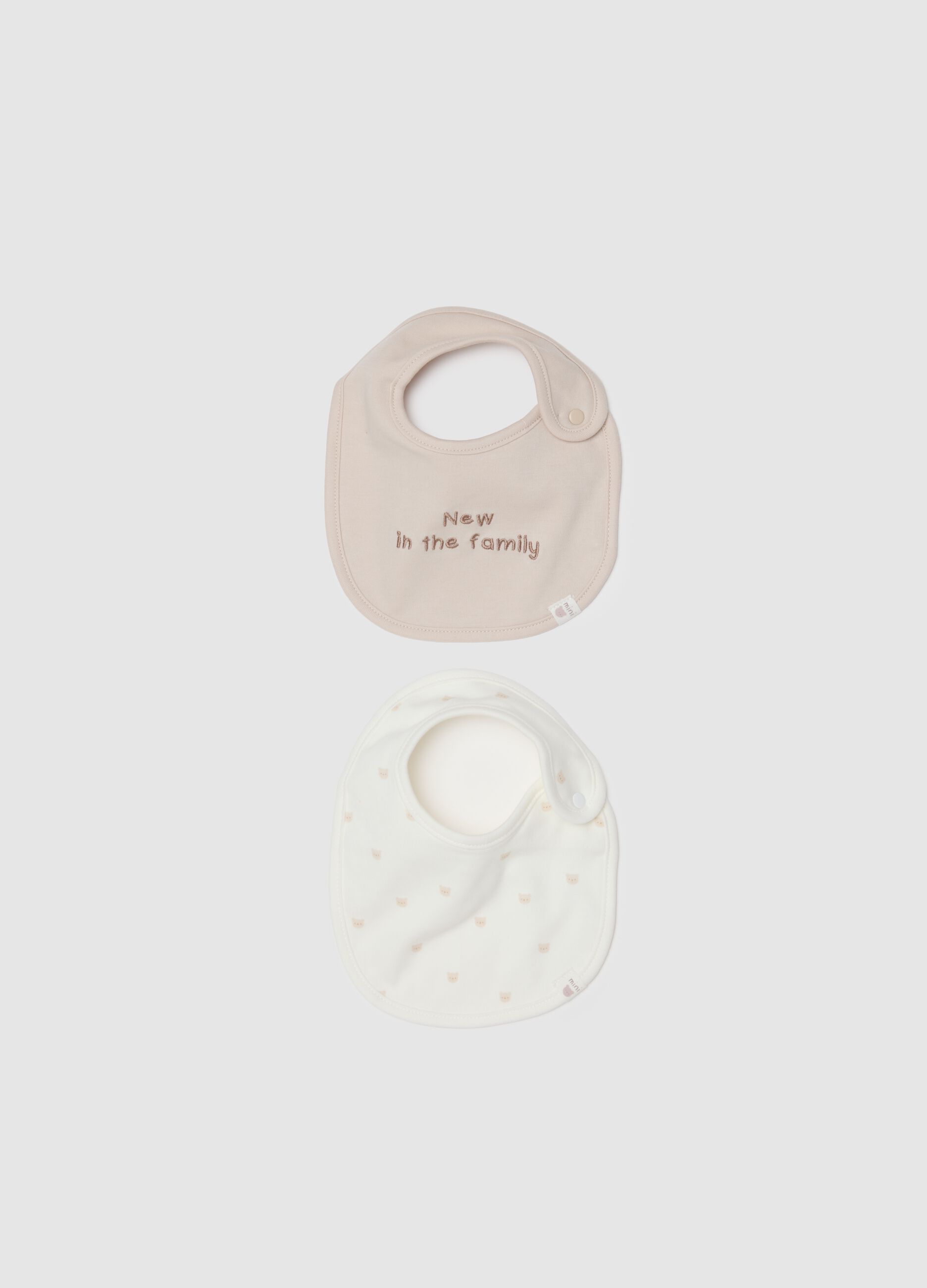 Multicolour baby bib twin pack in pure cotton with decorations