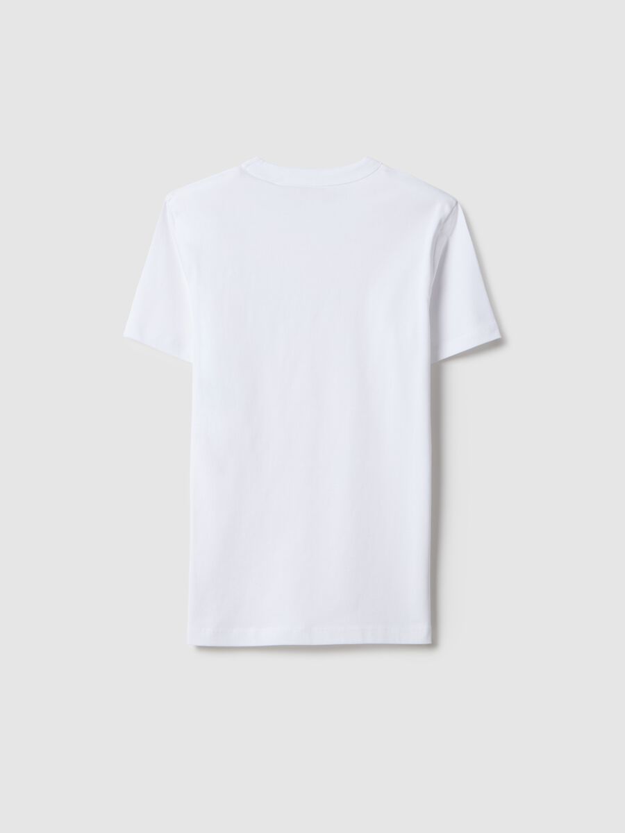 T-shirt girocollo bianca da ragazzo in puro cotone over fit_4