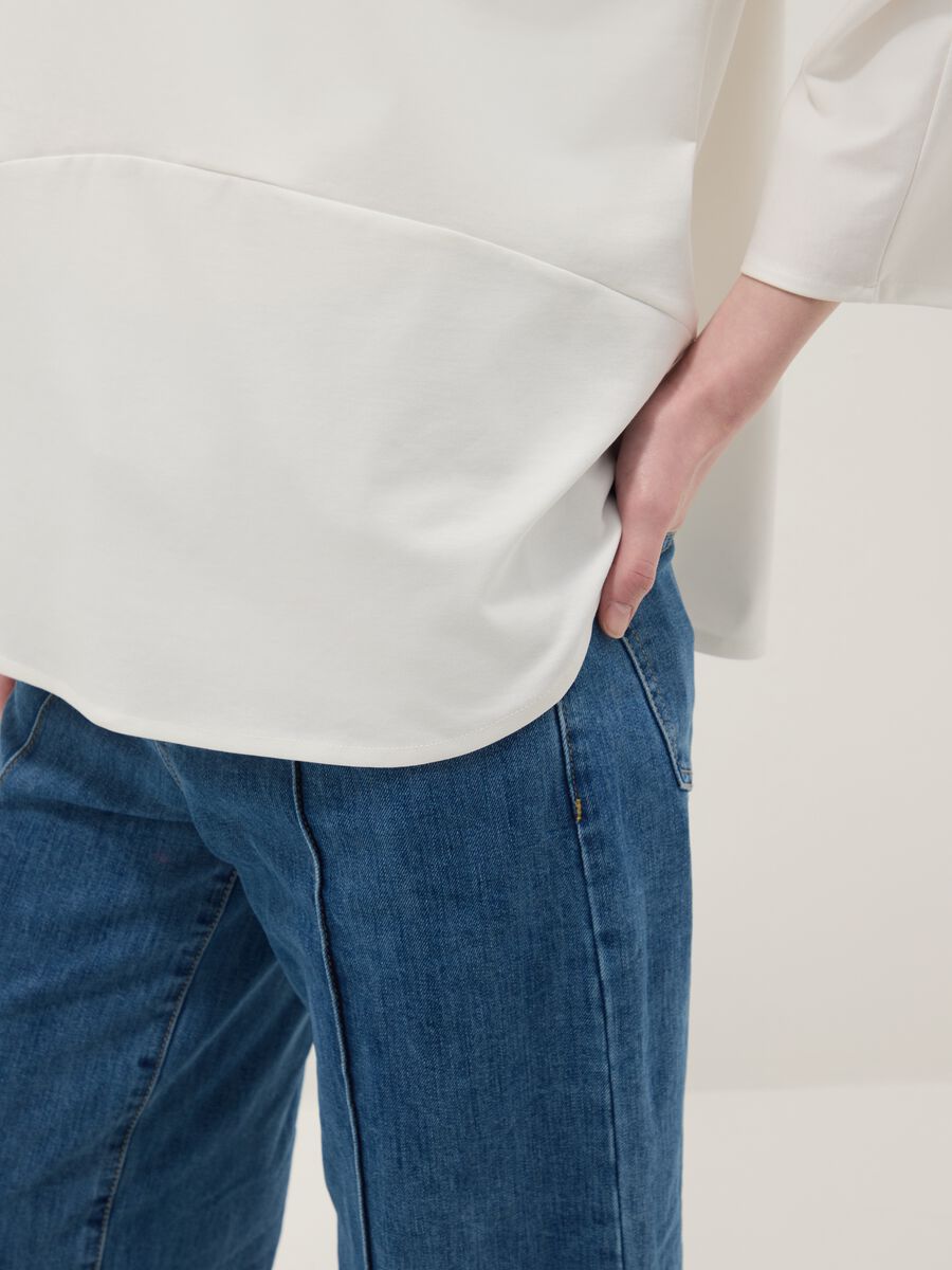 T-shirt in misto cotone elasticizzato bianca regular fit_3