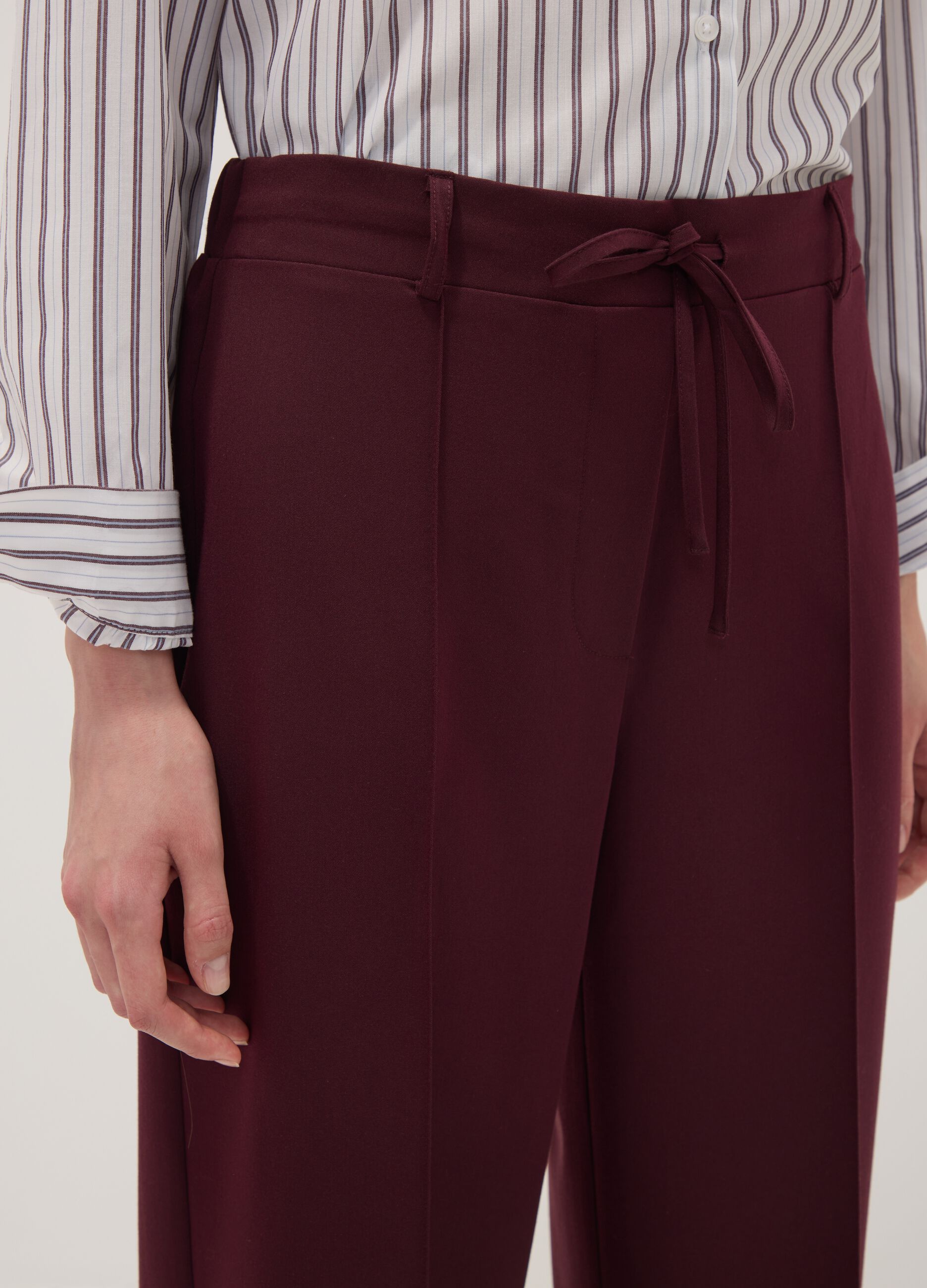 Purple stretch viscose straight-leg trousers