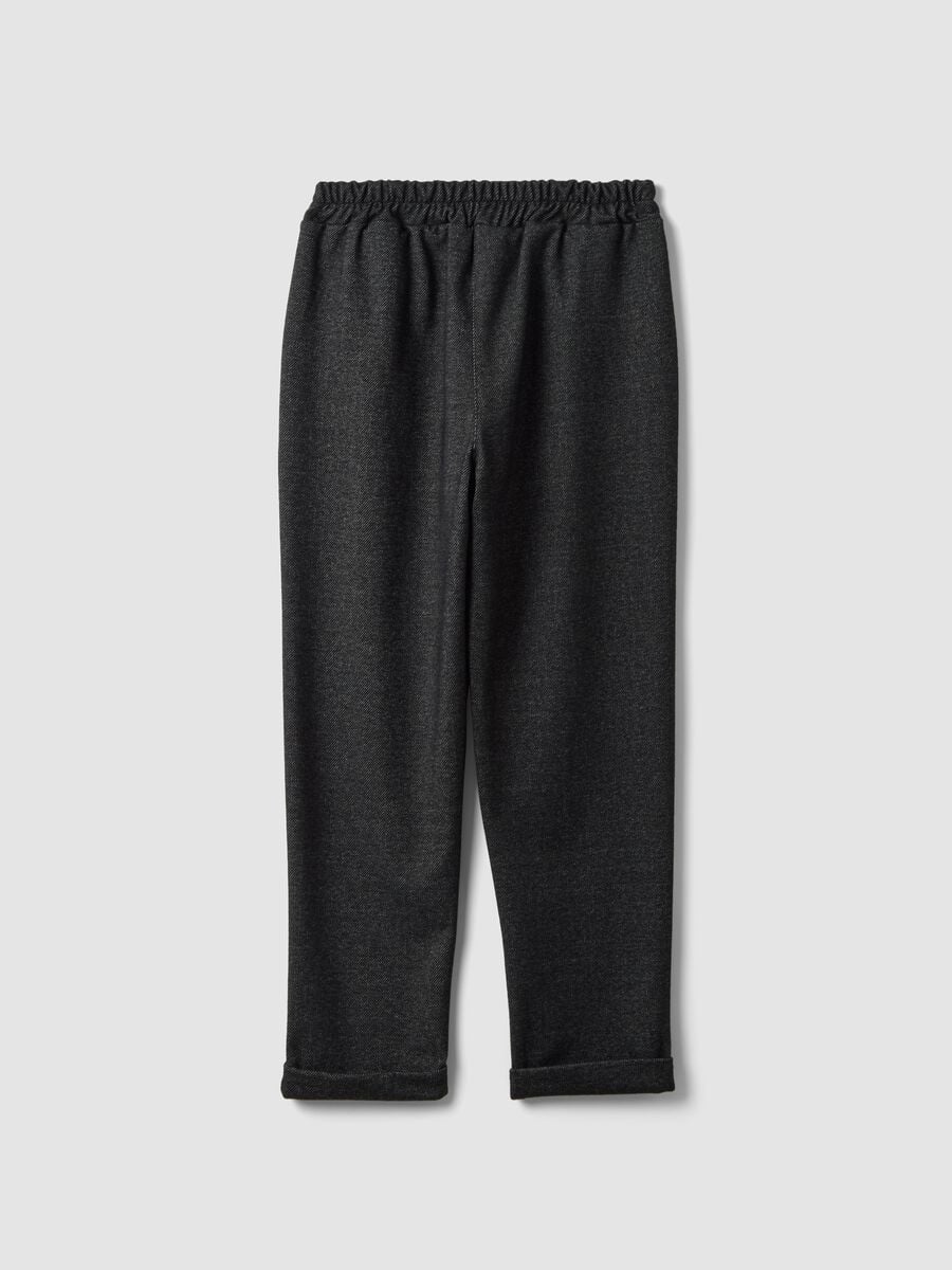 Grey regular-fit formal trousers in stretch viscose_6