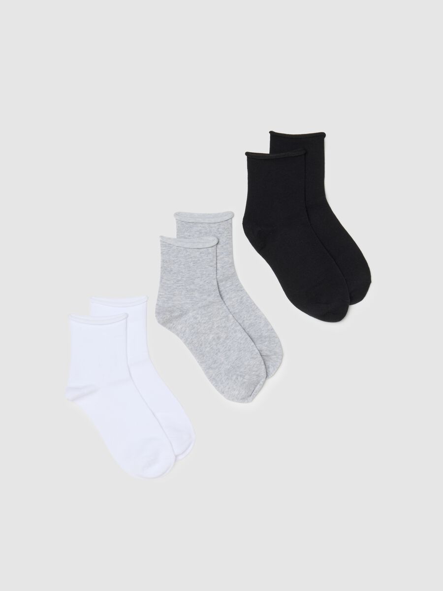 Three-pack of multicoloured short socks in stretchy cotton blend_0