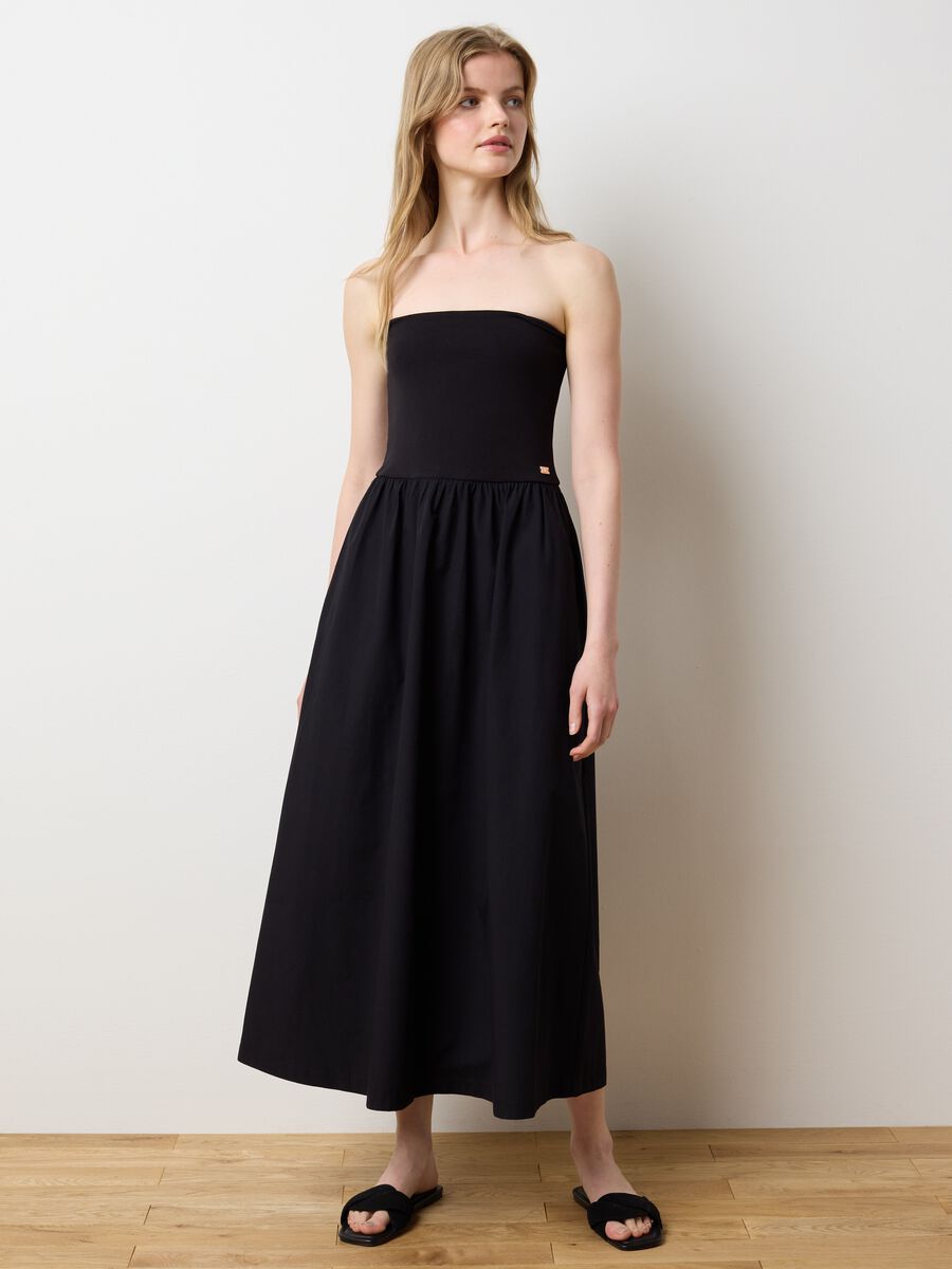 Long black dress with bandeau top_1