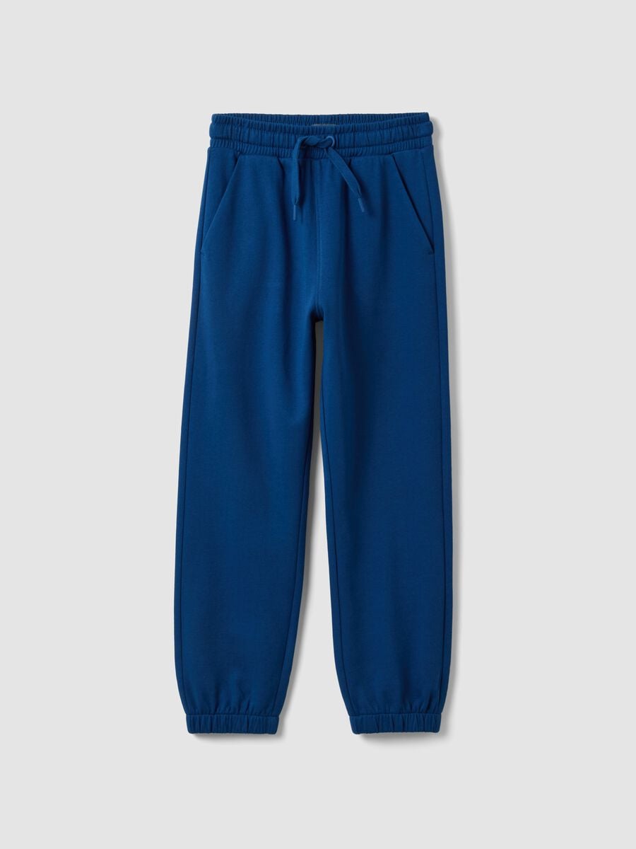 Pantaloni jogger blu in cotone organico_0