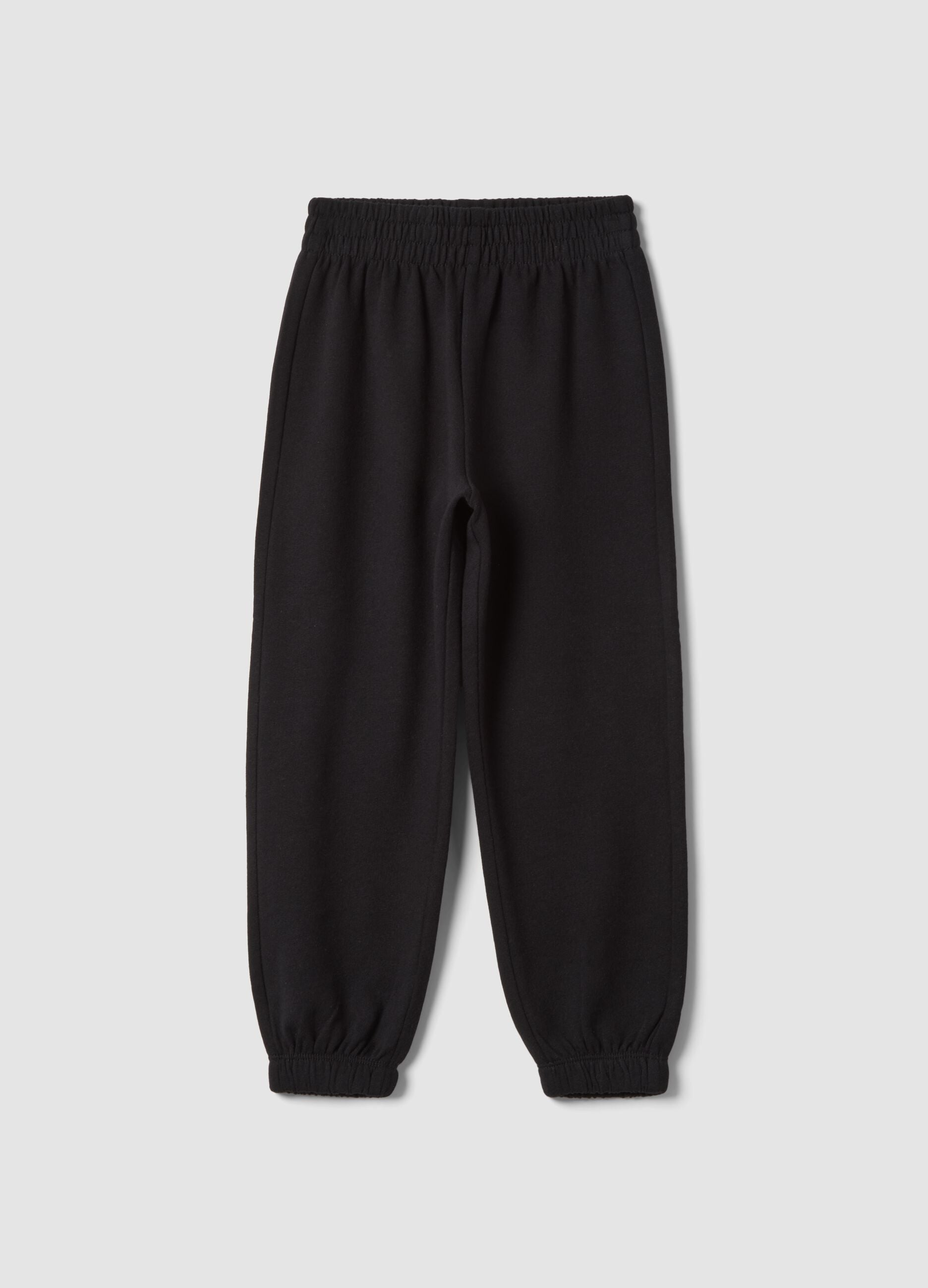 Girls&rsquo; black pure cotton joggers, regular fit