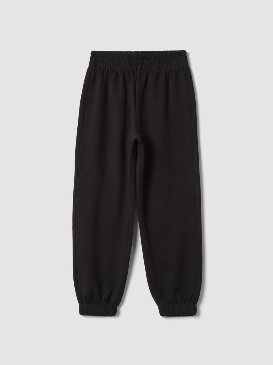 Pantaloni jogger neri in puro cotone da bambina regular fit_0