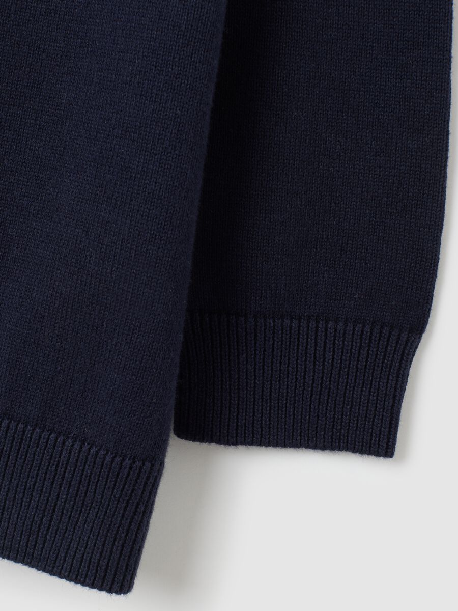 Polo blu a maniche lunghe in cotone_3