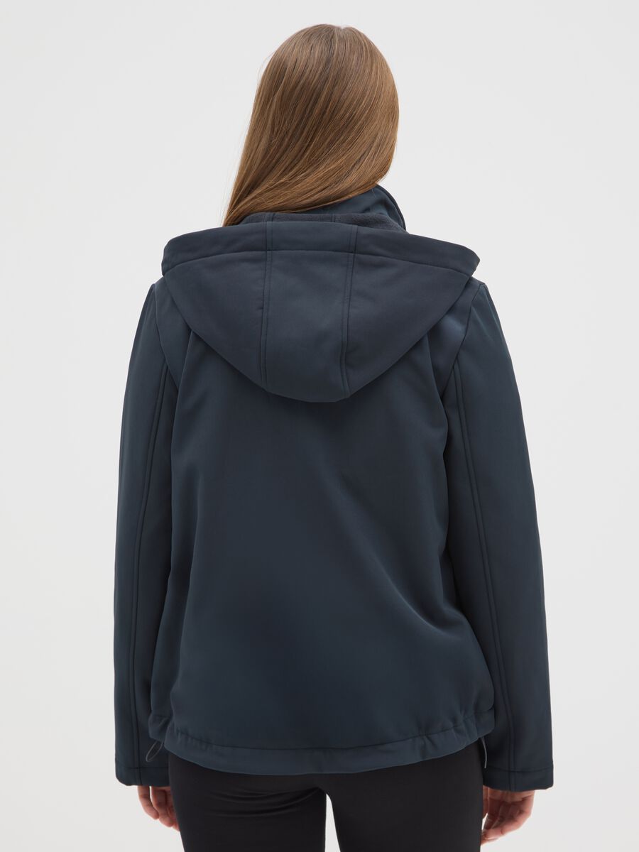 Giubbotto con cappuccio blu regular fit e zip_3