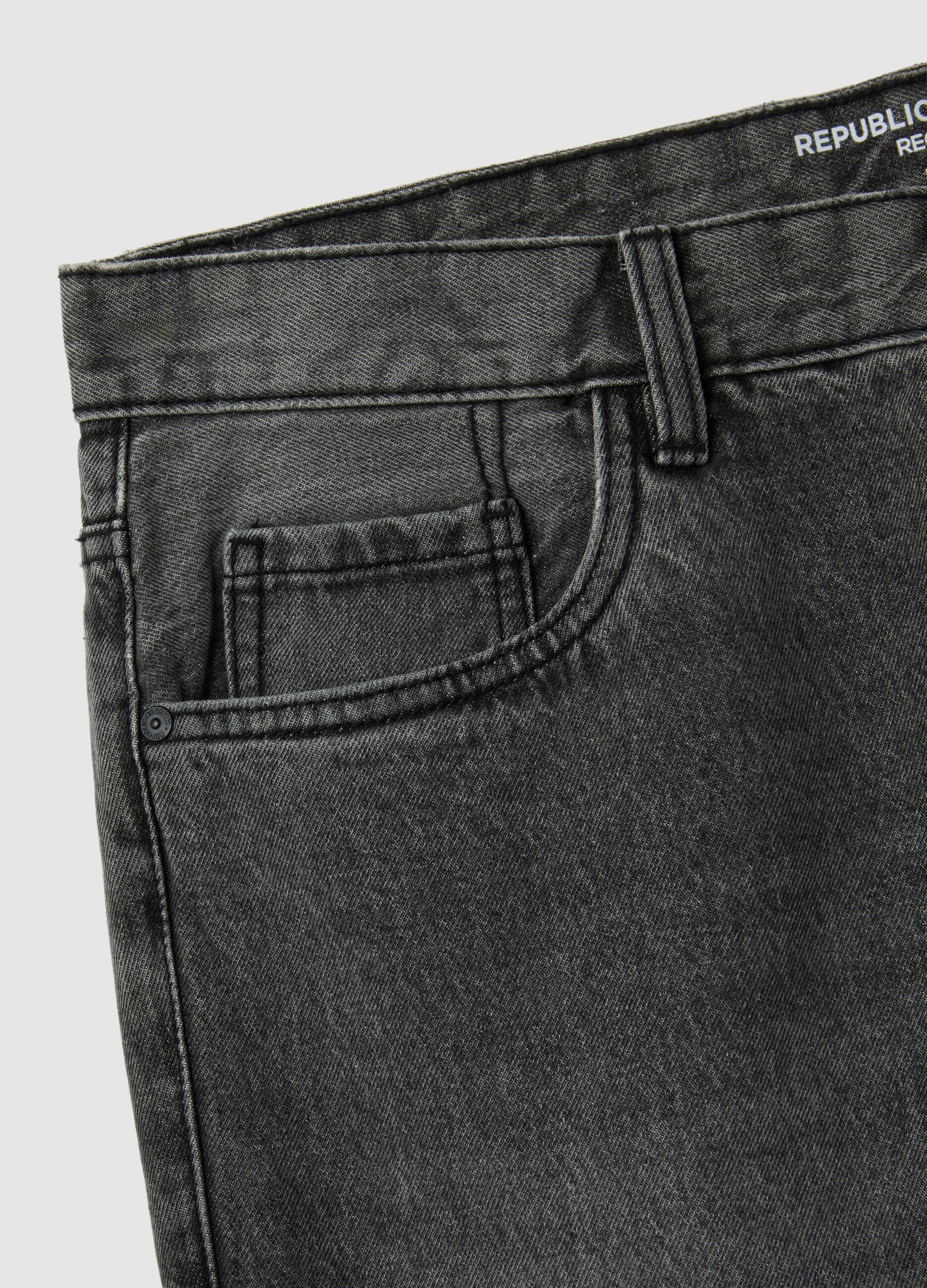 Grey pure cotton regular fit jeans