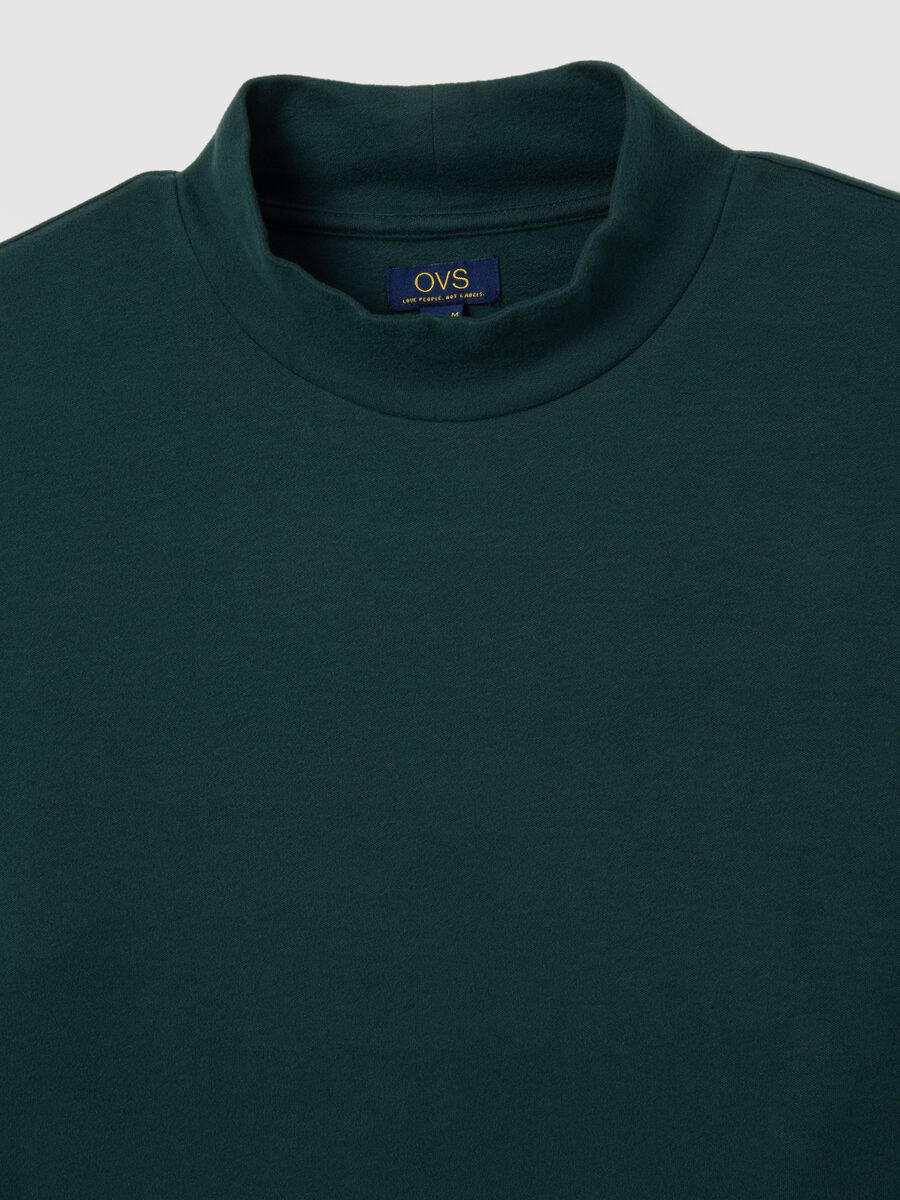 Felpa verde in pile regular fit_1