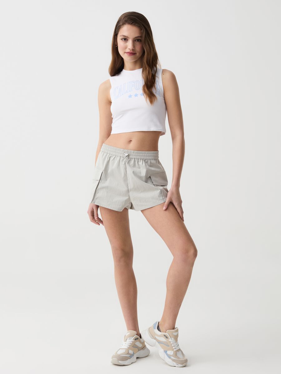 Crop top in cotone stretch_0