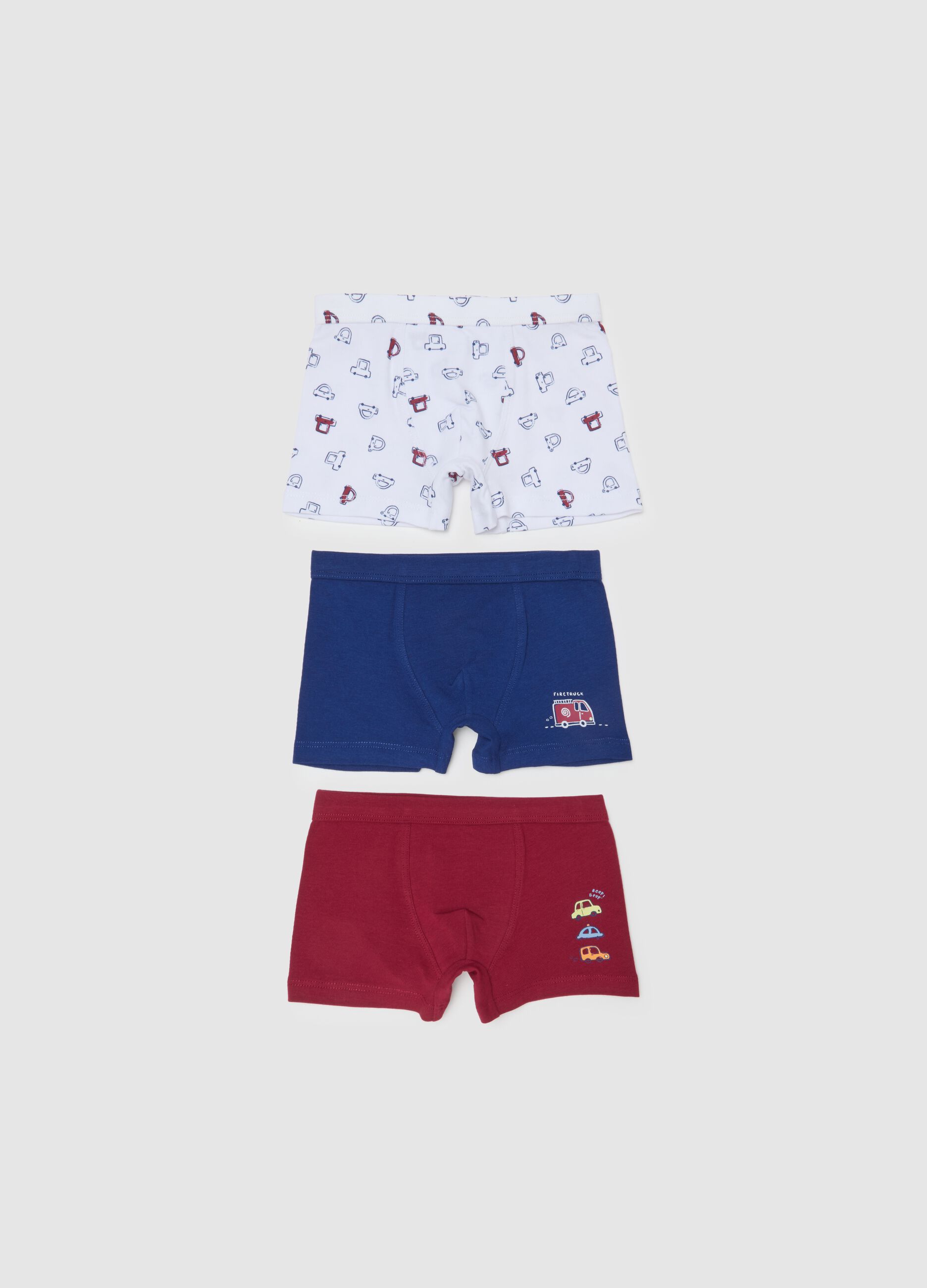 Set of multicolour stretch cotton kids' boxer shorts