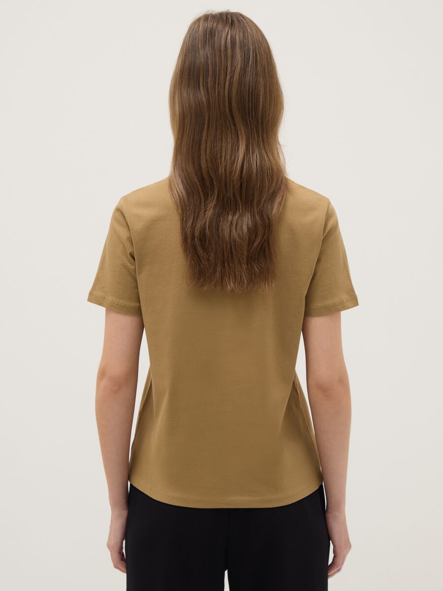 Brown pure cotton regular fit T-shirt_2