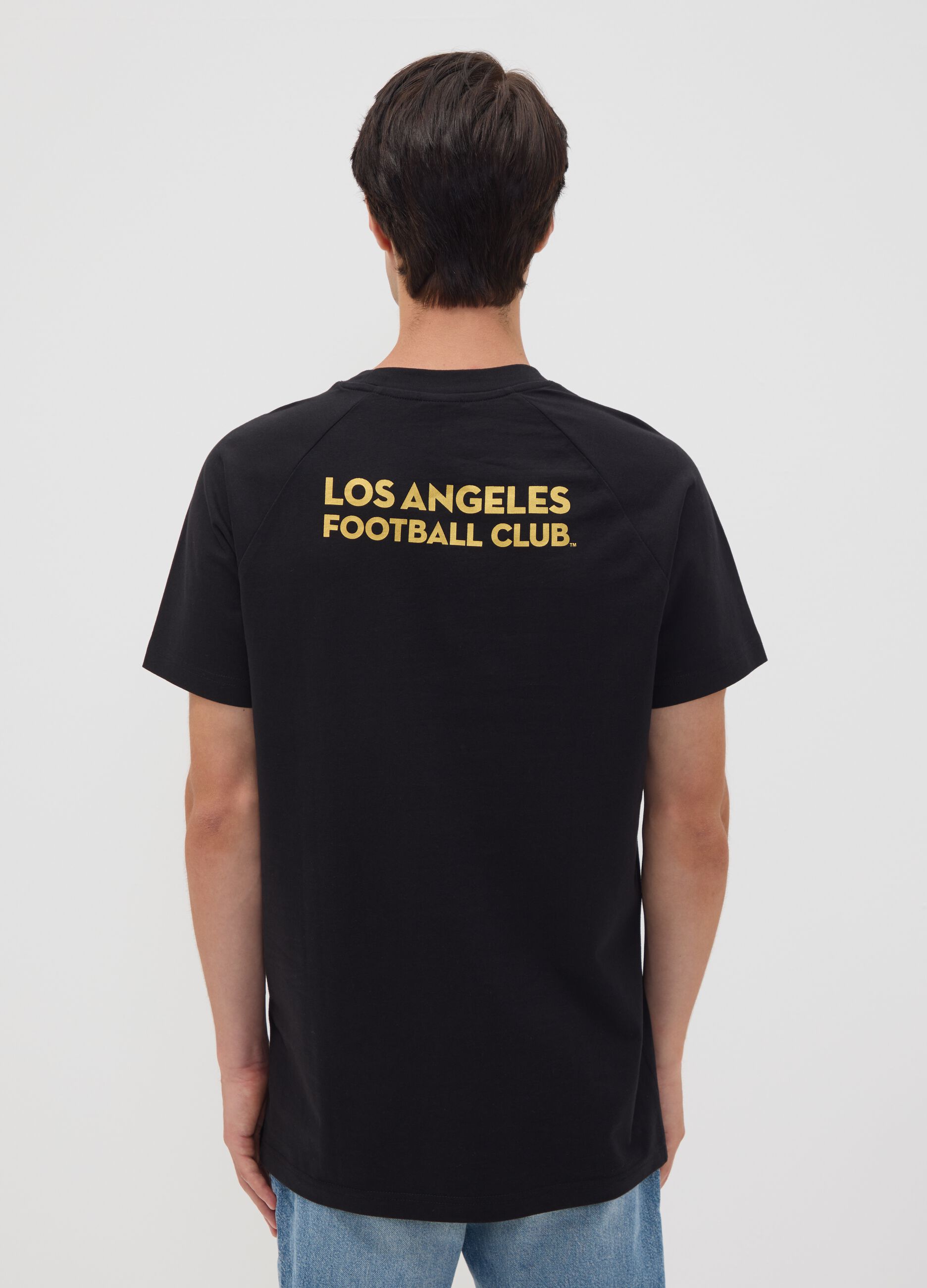 Black pure cotton T-shirt with Los Angeles FC print