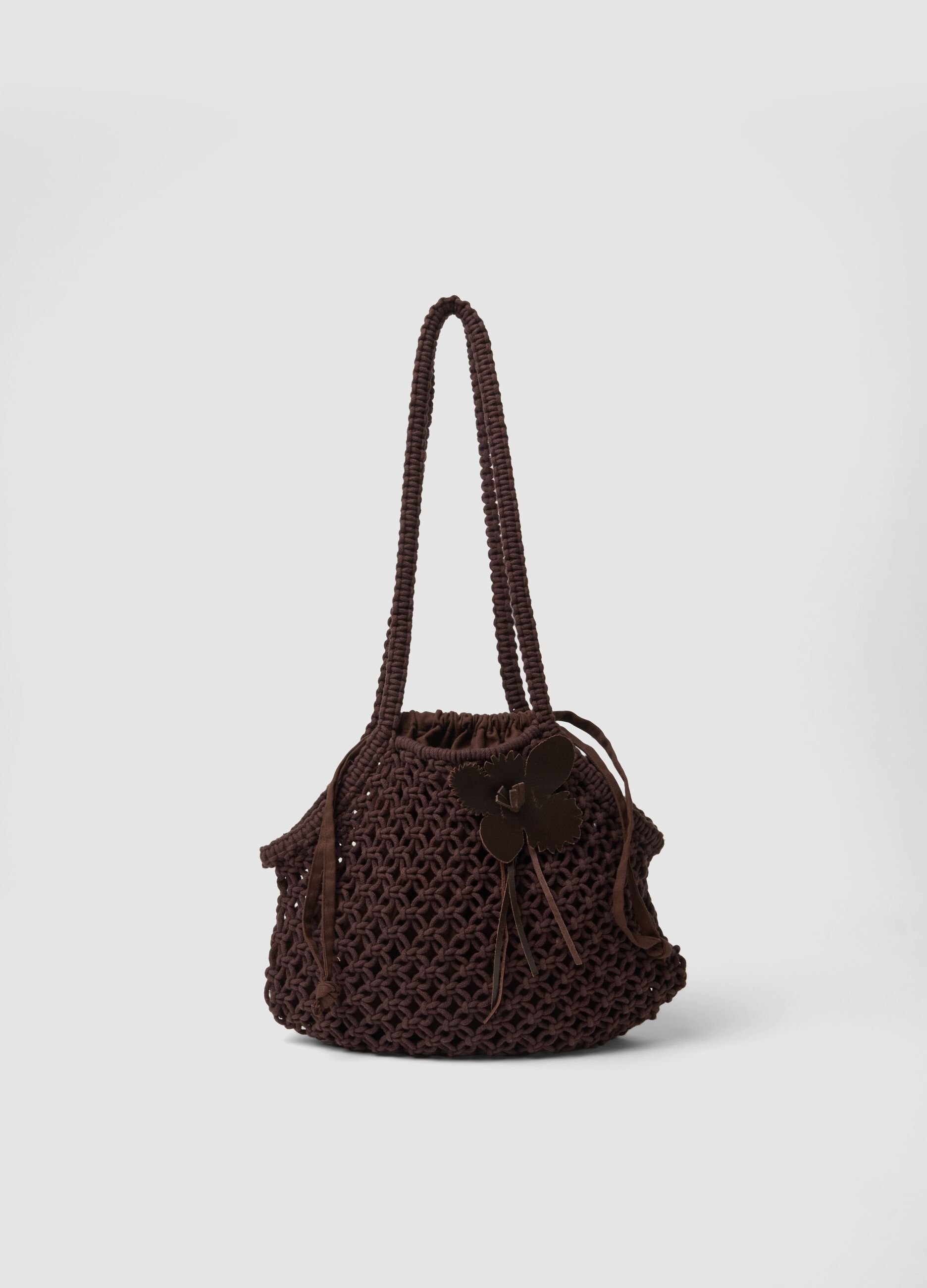 Brown crossbody bag in cotton-viscose blend