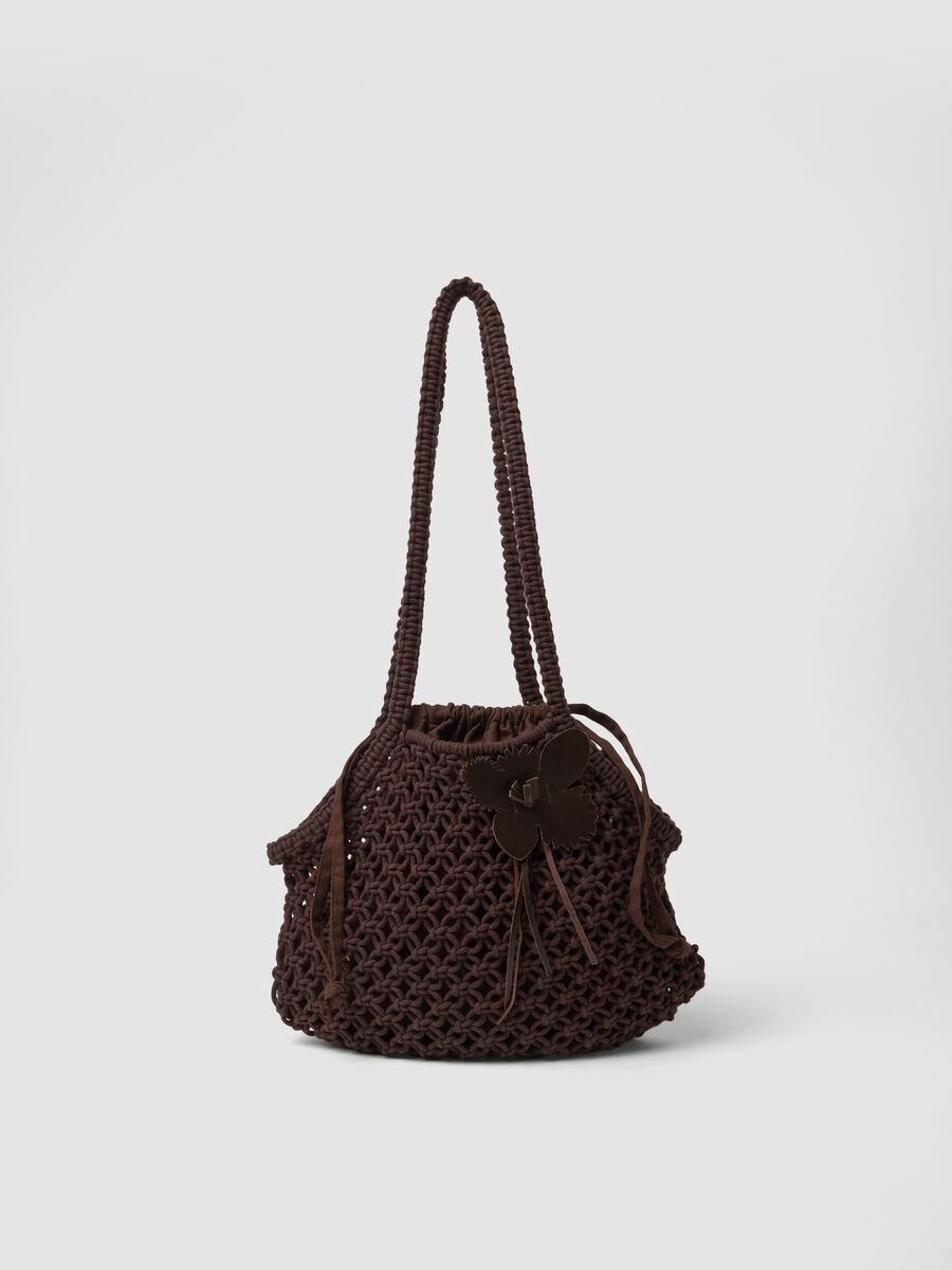 Brown crossbody bag in cotton-viscose blend_0
