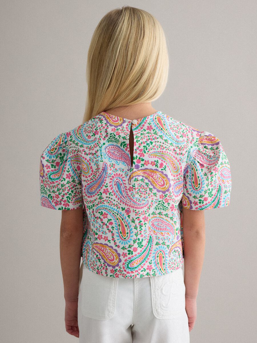 Camicia in puro cotone multicolor da bambina regular fit con fantasia_1