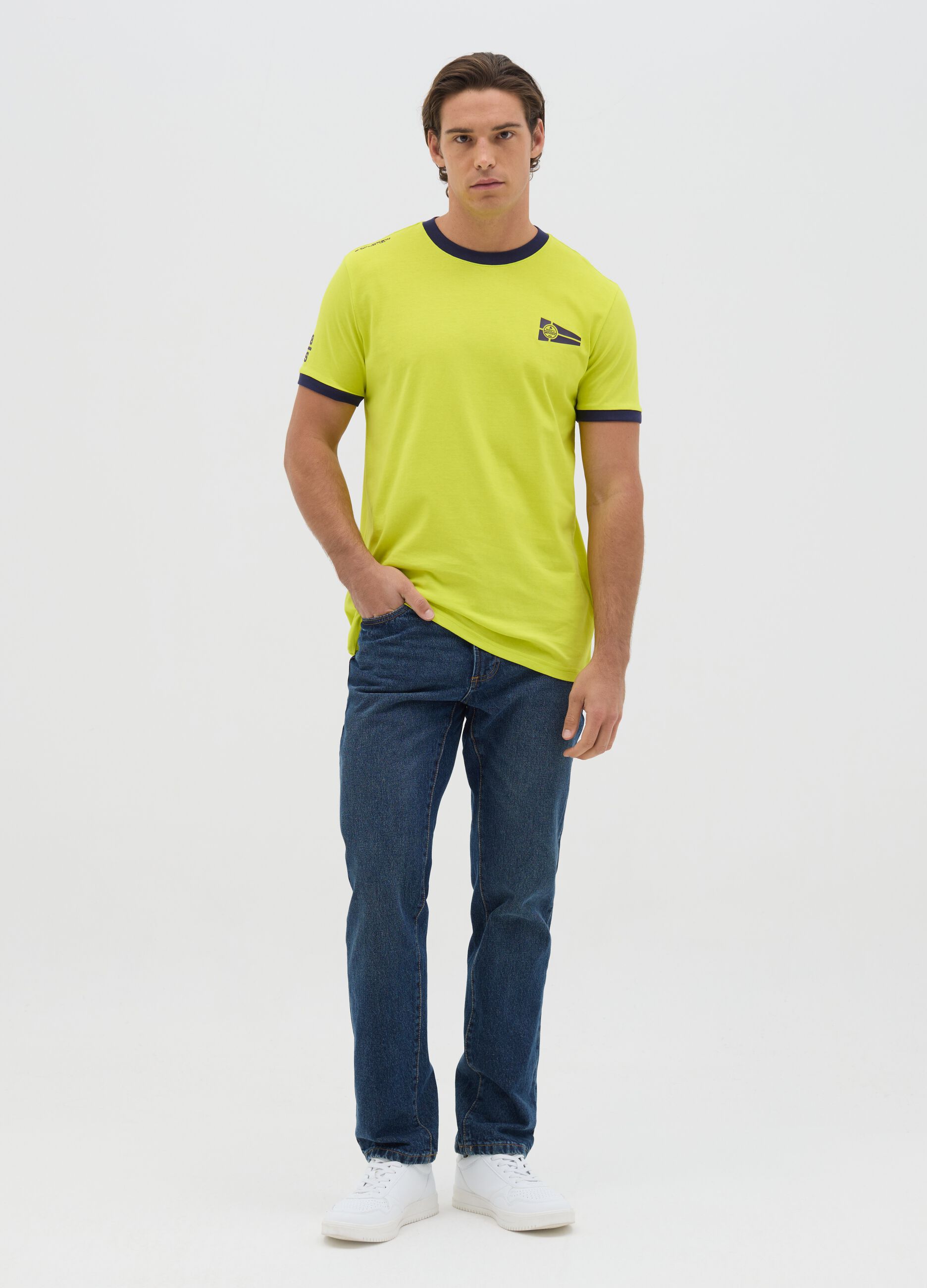 Yellow T-shirt with contrasting details