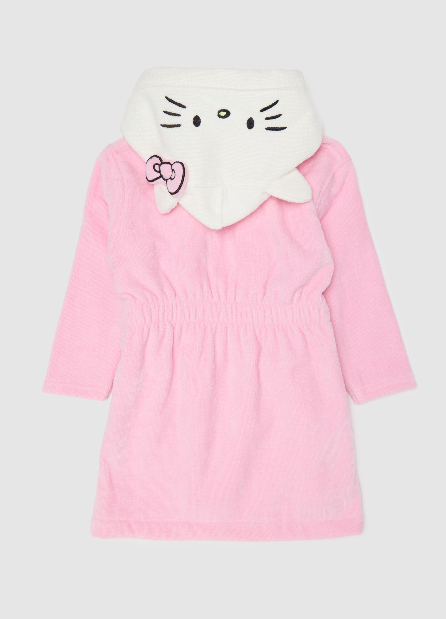 Girls’ multicoloured robe in 100% cotton with hood and pockets