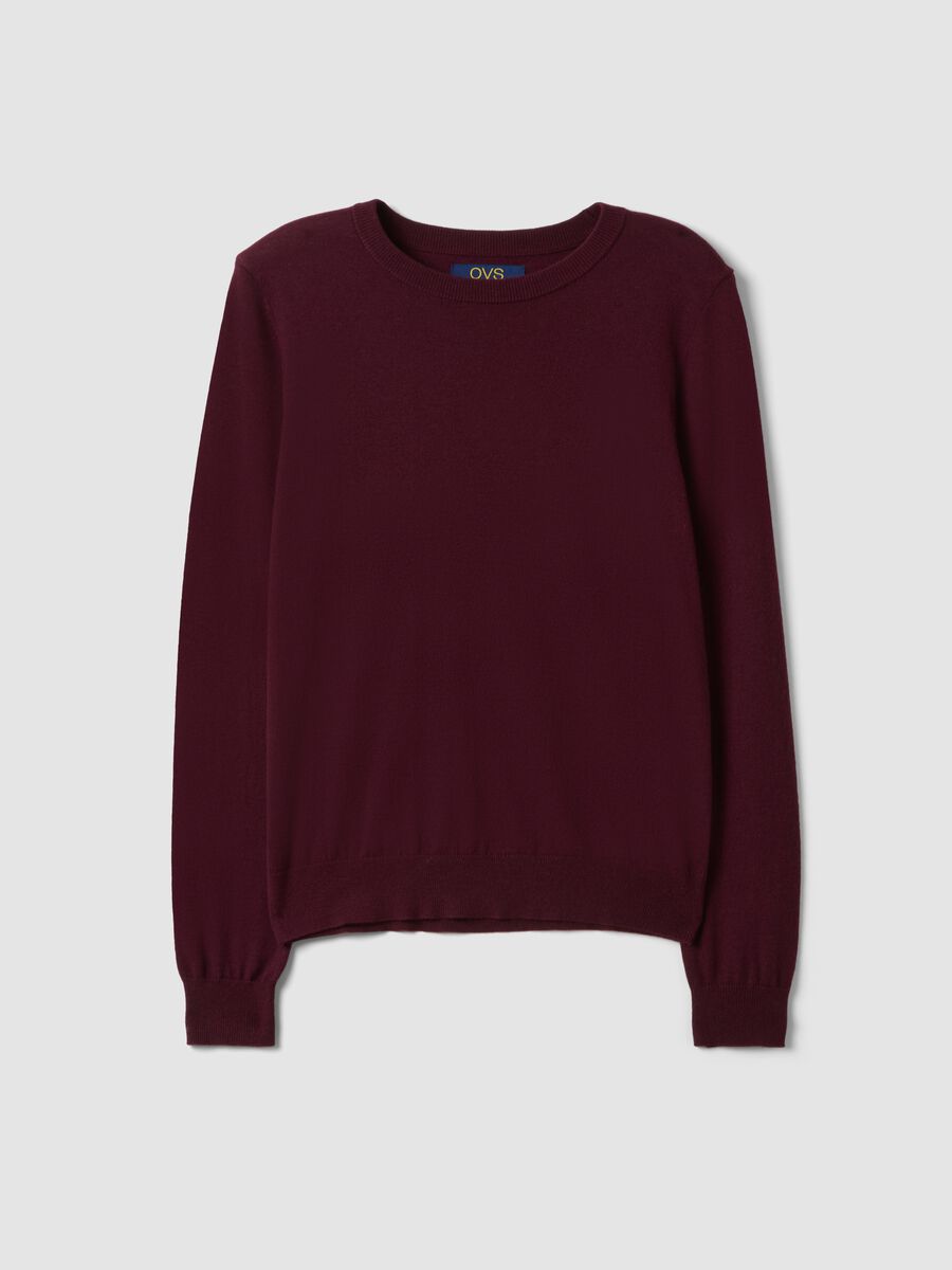 Burgundy crew-neck wool-blend jumper, regular fit_4
