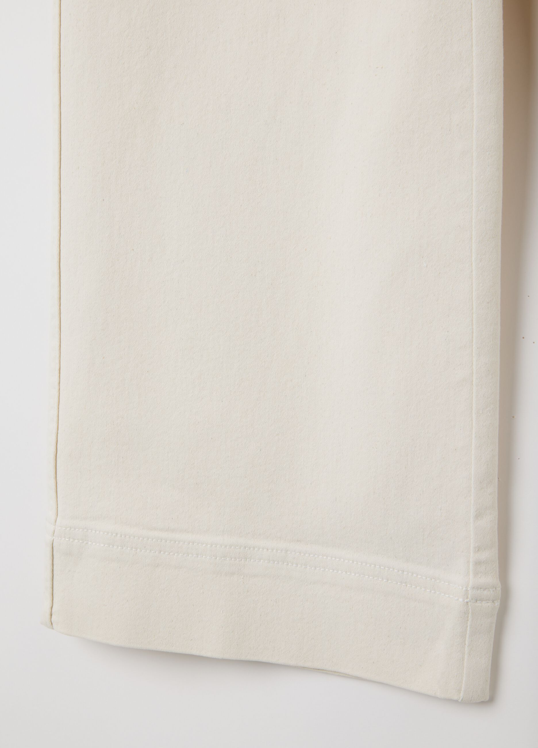 Wide beige denim women's trousers