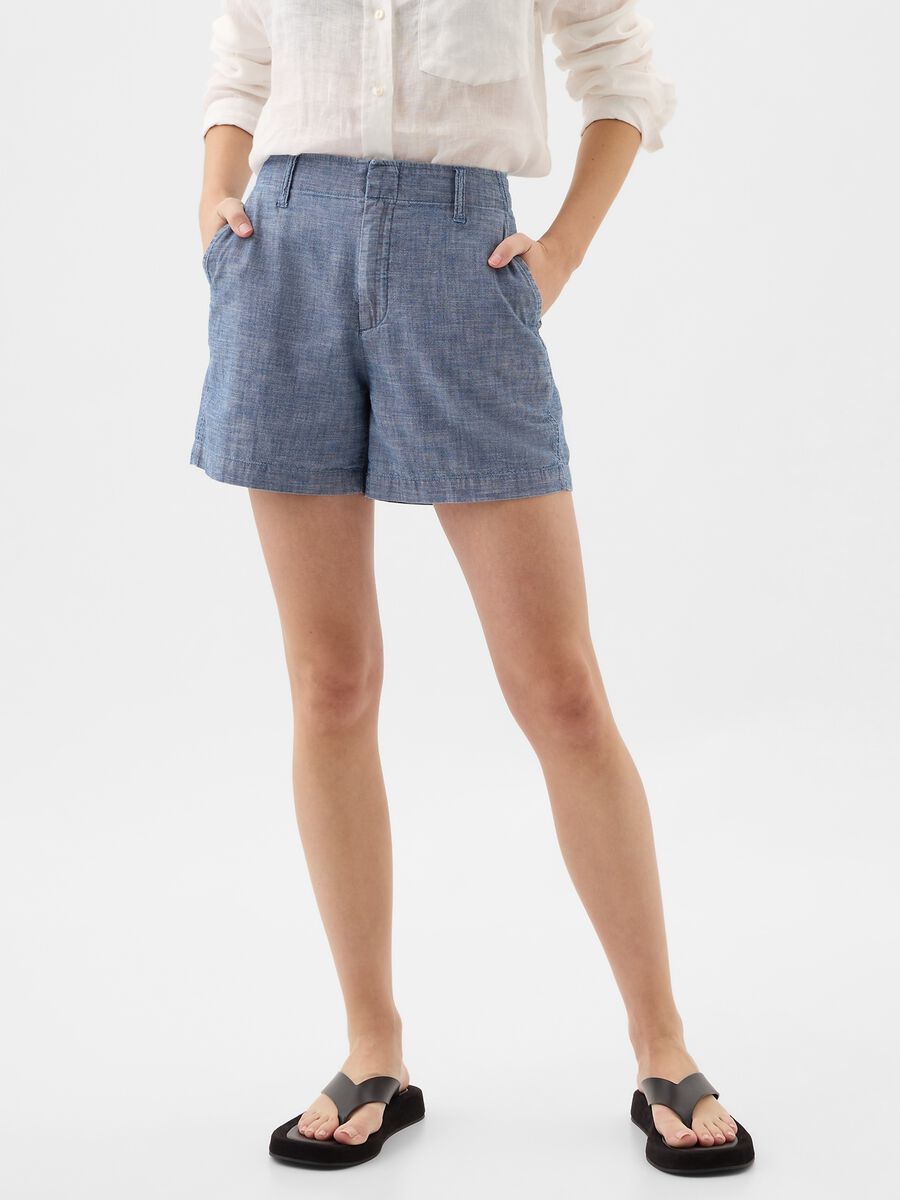 Shorts in cotone chambray_1