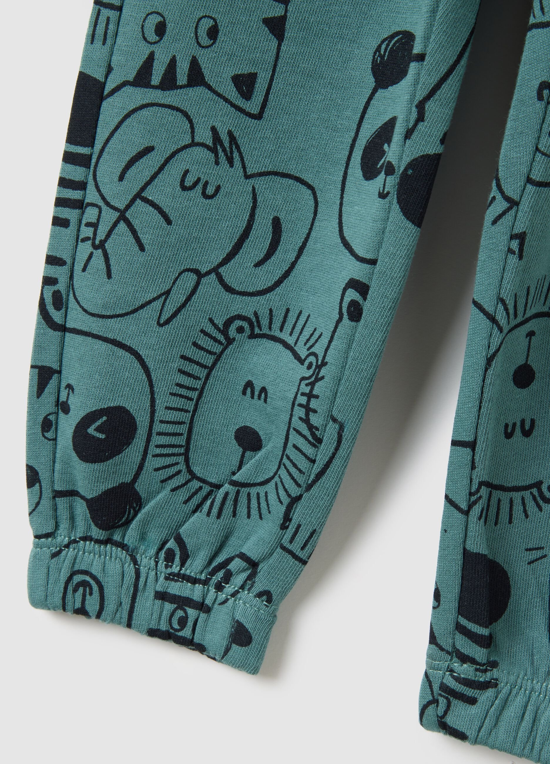 Children's Trousers in Pure Green Cotton