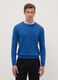 Blue crew neck pullover in cotton blend regular fit_1