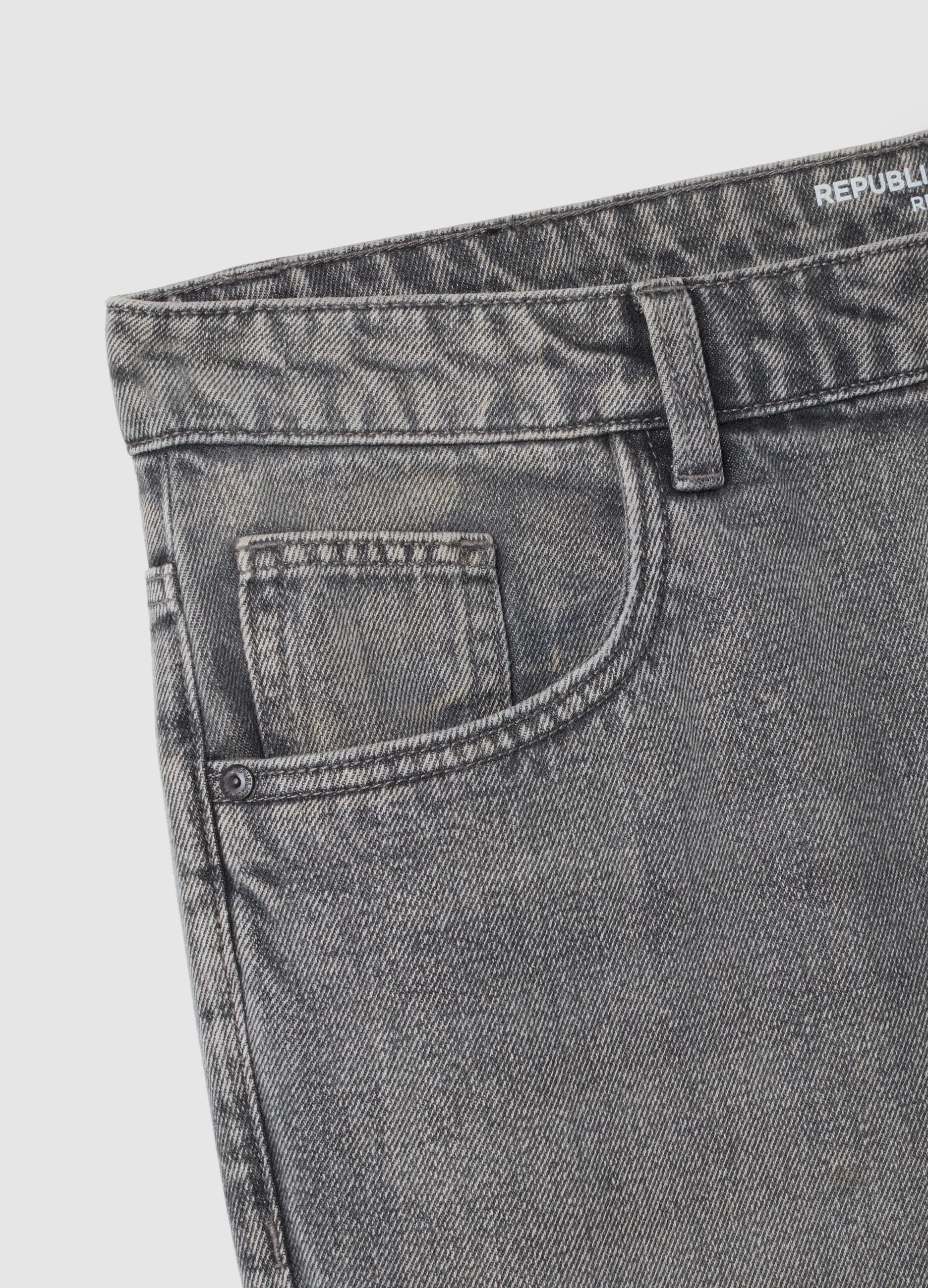 Regular fit grey cotton blend jeans