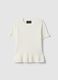 Slim Fit White Cotton Blend Crew Neck Sweater_0