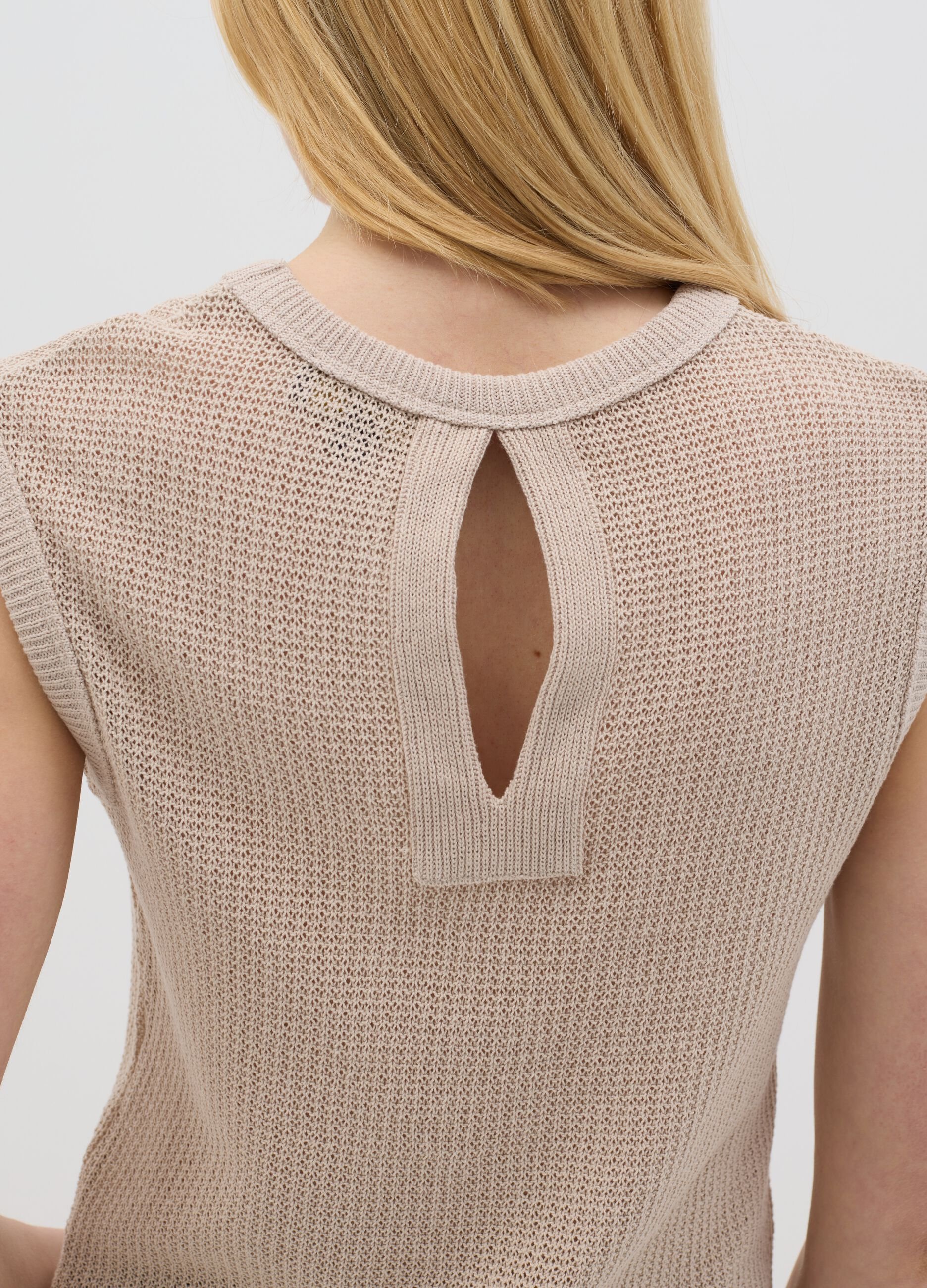 Canotta da donna in puro cotone beige regular fit