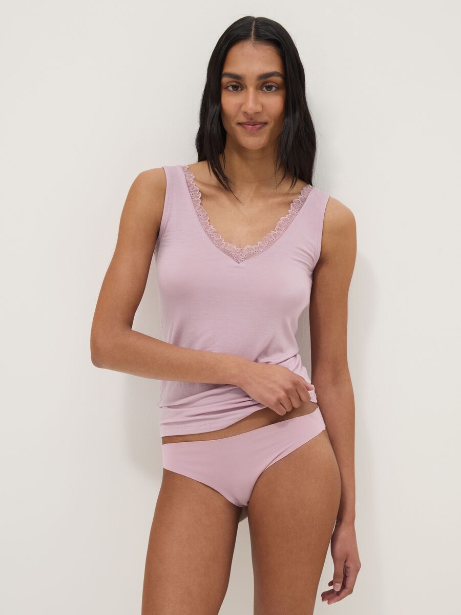 Slip a brasiliana in cotone elasticizzato rosa regular fit_0
