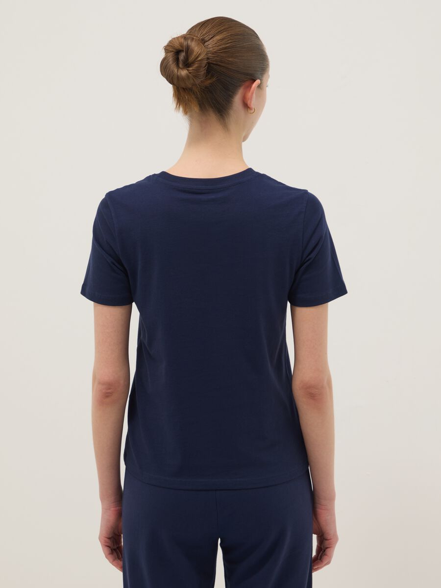 Blue pure cotton short-sleeve T-shirt, regular fit_3