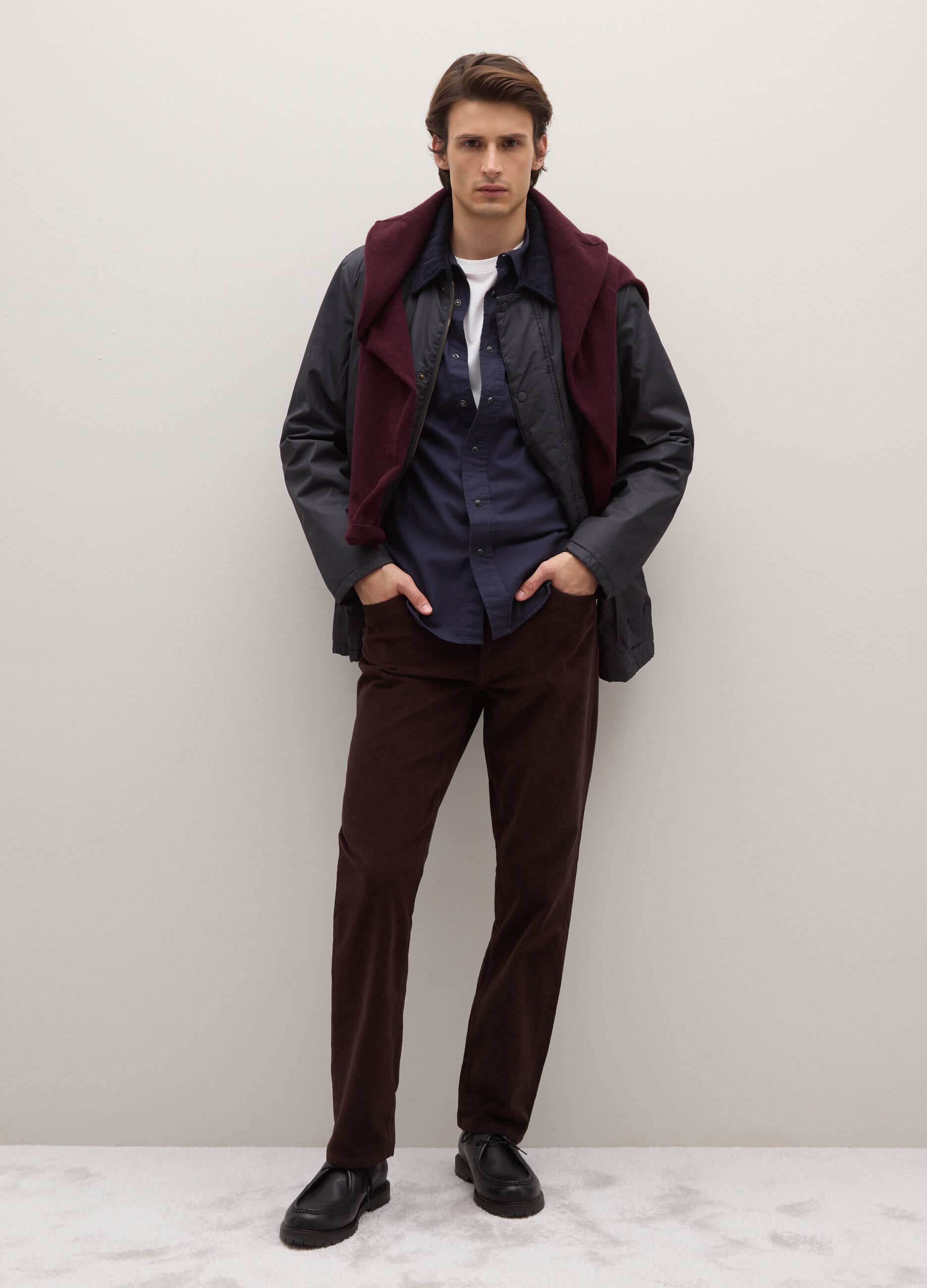 Blue Padded Jacket with Snap Buttons