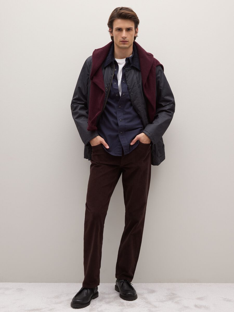 Blue Padded Jacket with Snap Buttons_1