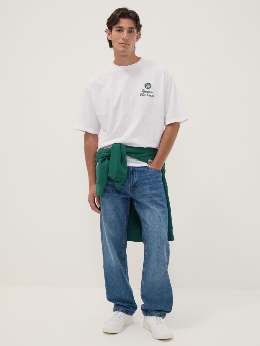 White pure cotton T-shirt with Celtics print_2