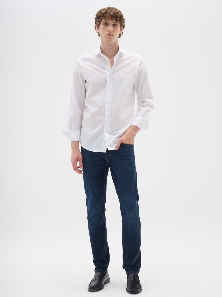 Blue slim fit denim trousers_0
