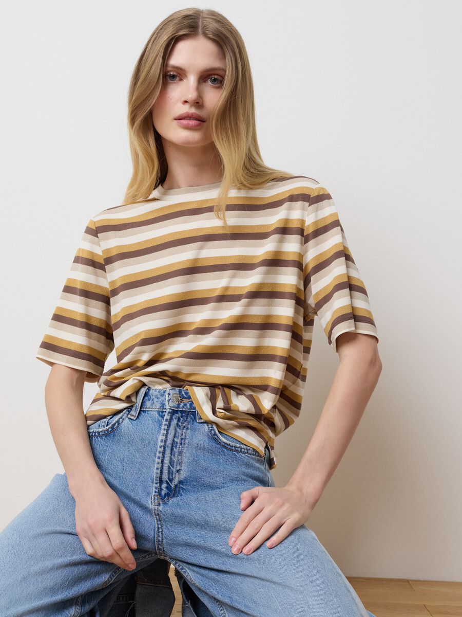 T-shirt with multicoloured stripes and lurex_0