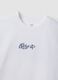 White pure cotton T-shirt with ribbed neckline and &lsquo;Glow Up&rsquo; slogan_4